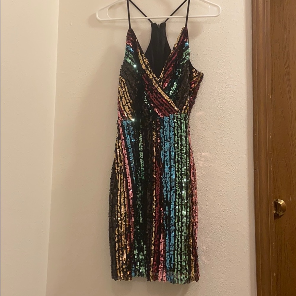 Rainbow sequin dress